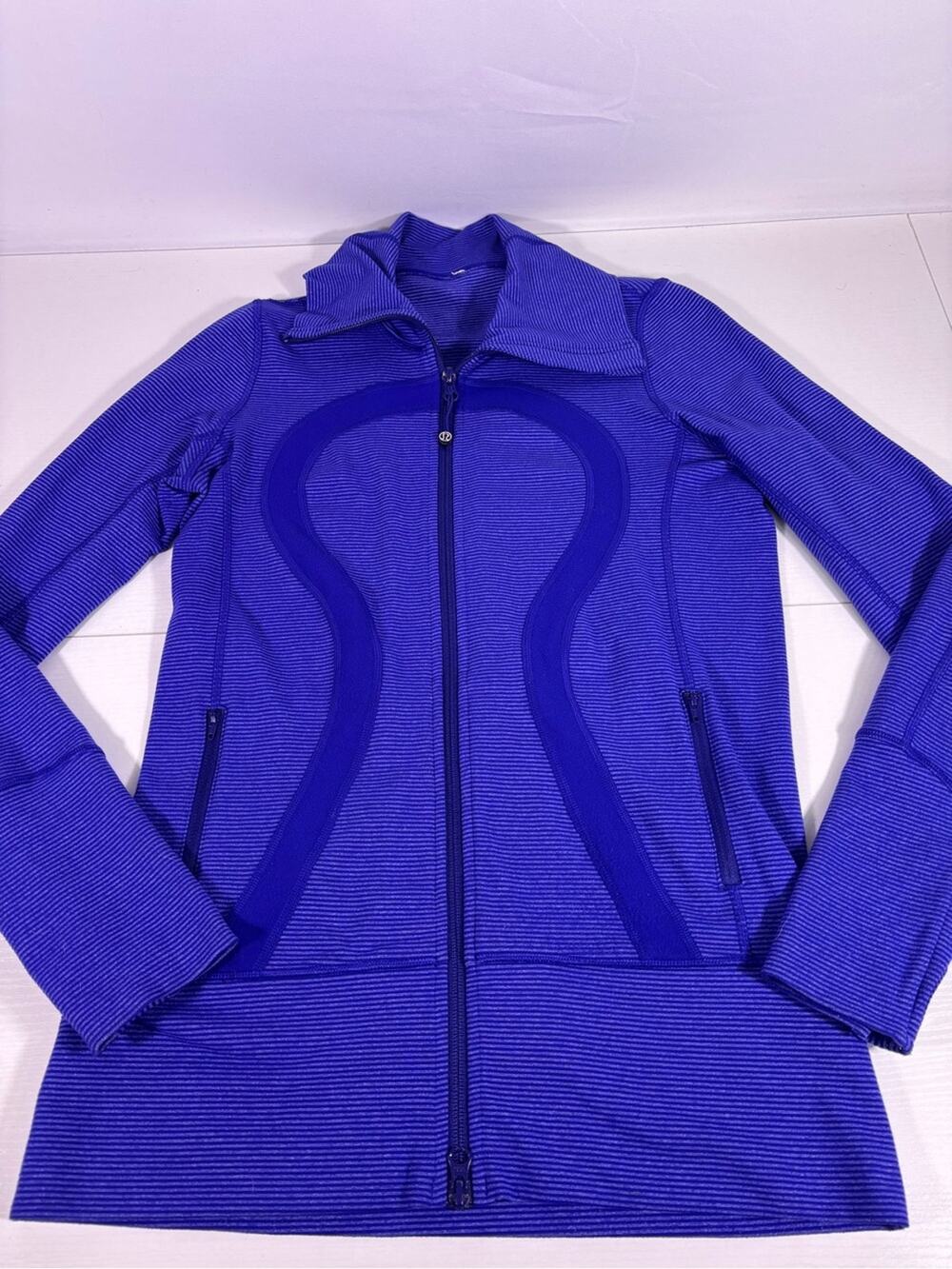 Lululemon Define Jacket Purple Striped Thumbhole Zip Up Jacket Size 6 1190